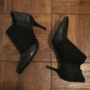 Enzo Angiolini Black Faux Leather/Suede Booties